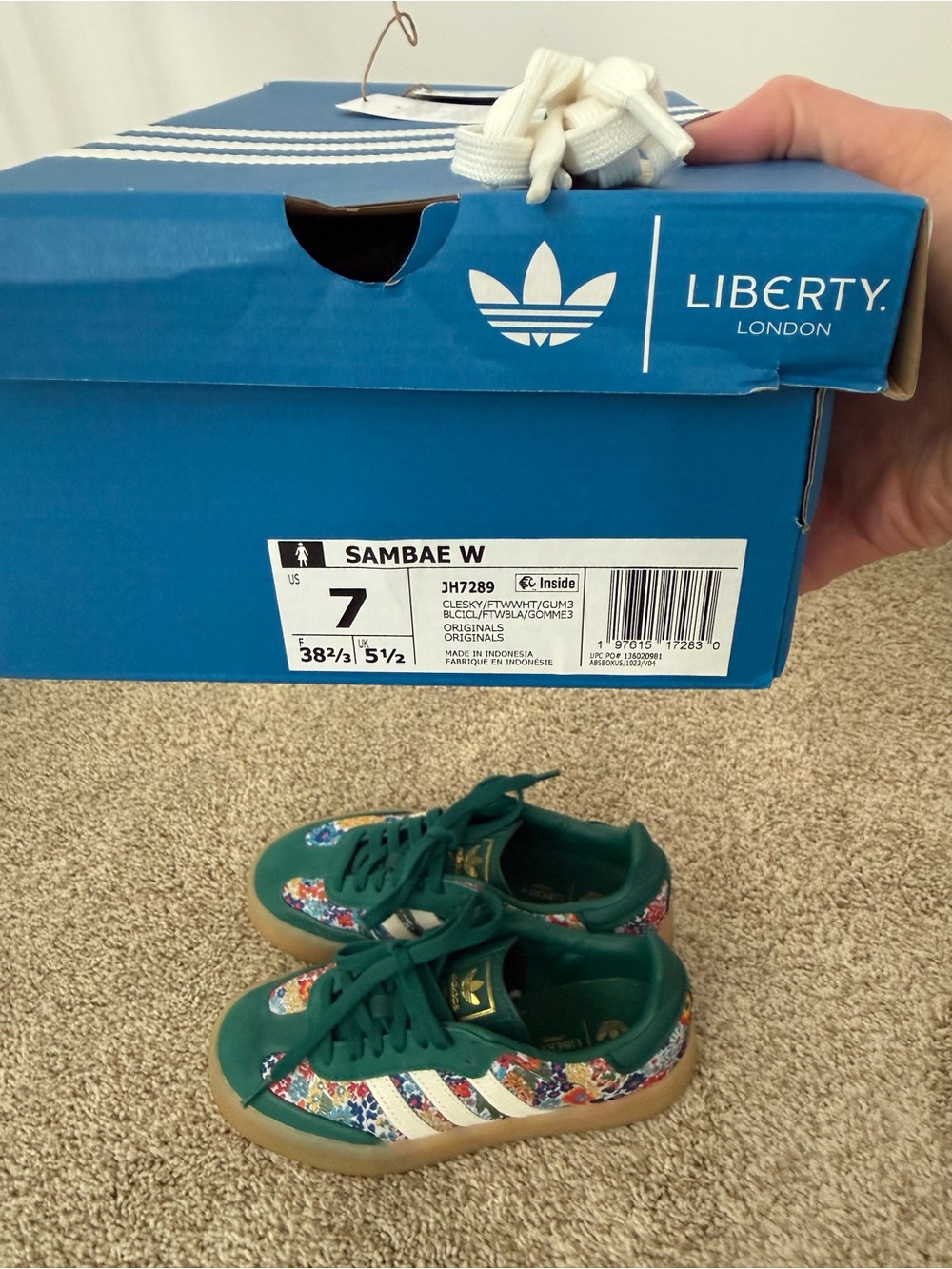 Adidas Women’s Sambae Liberty London Collegiate Green Floral Sneakers US 7 - Picture 8 of 9